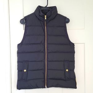 J Crew Black & Gold Puffer Vest